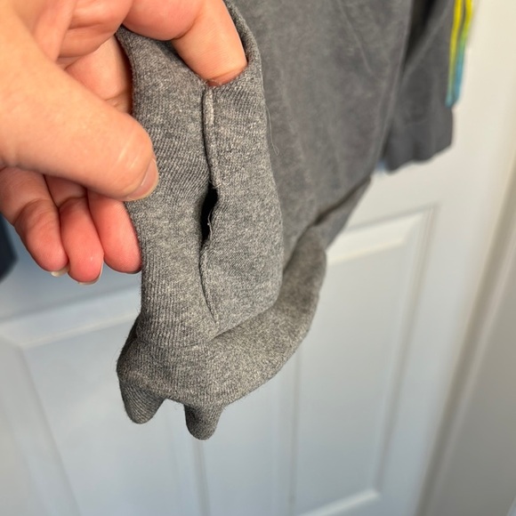 Boys Adidas Gray Hoodie Sweatshirt with Colored Stripes - Picture 4 of 5